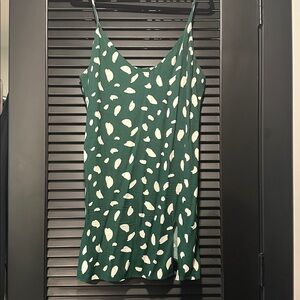 Reformation Marlowe Green Dress with Cream Leaf Design